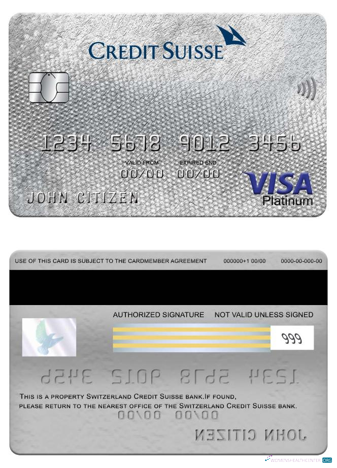 Download Switzerland Credit Suisse bank visa platinum card Photoshop template